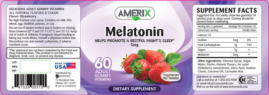 Melatonin 5mg - 60 Adult Gummy