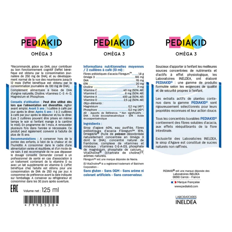 OMEGA 3 SYRUP- Rich in DHA, essential to brain functions -  125ml