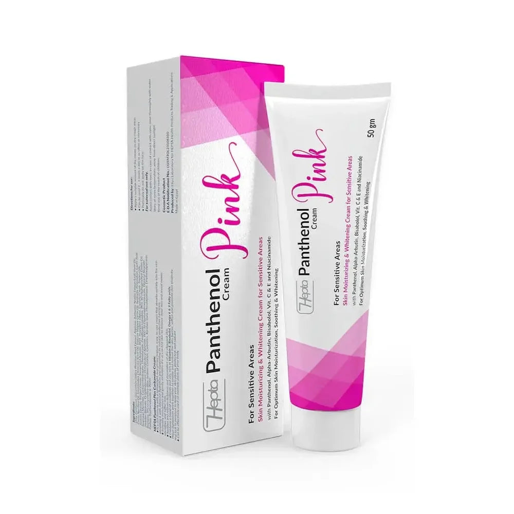 Hepta Panthenol Pink Cream – Whitening & Moisturizing Cream for Sensitive Areas 50g | Panthenol, Vitamin C&E, Alpha Arbutin, Niacinamide, Moisturizing & Softening for Sensitive Skin